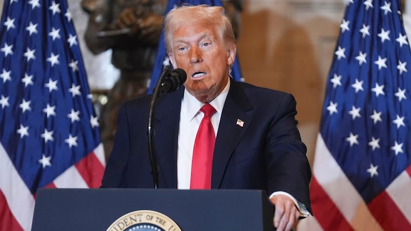 President Donald Trump speaks at the National Prayer Breakfast, at the Capitol in Washington,...