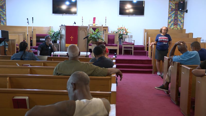 North Las Vegas residents meet to discuss recently announced changes to funding for Windsor...