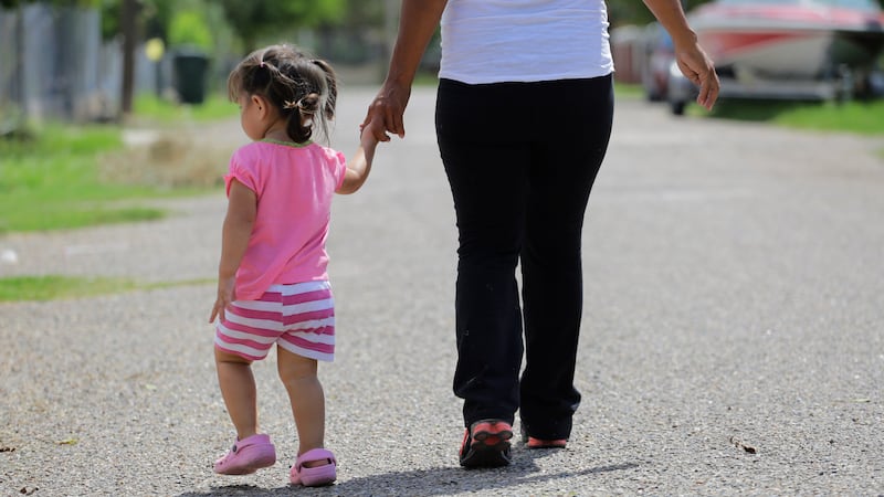 FILE - In this Sept. 16, 2015, photo, a woman in Sullivan City, Texas, who said she entered...