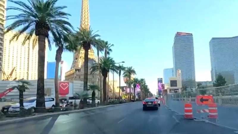 The first day of a two-lane closure for F1 infrastructure construction on the Las Vegas Strip...