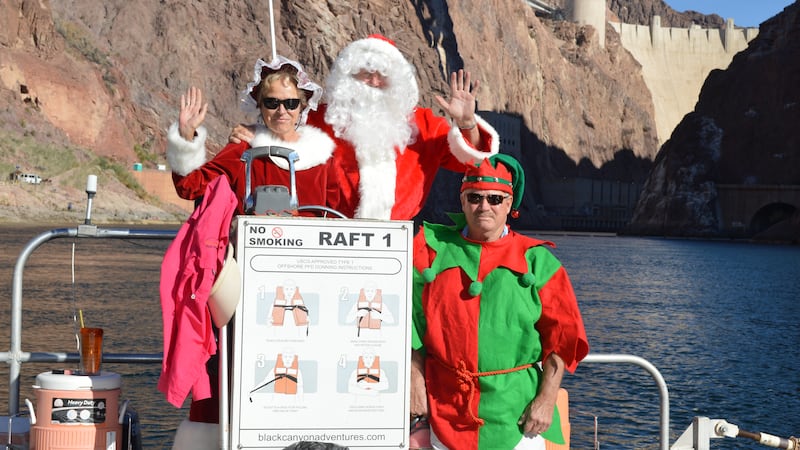 Rafting with Santa at Lake Mead.