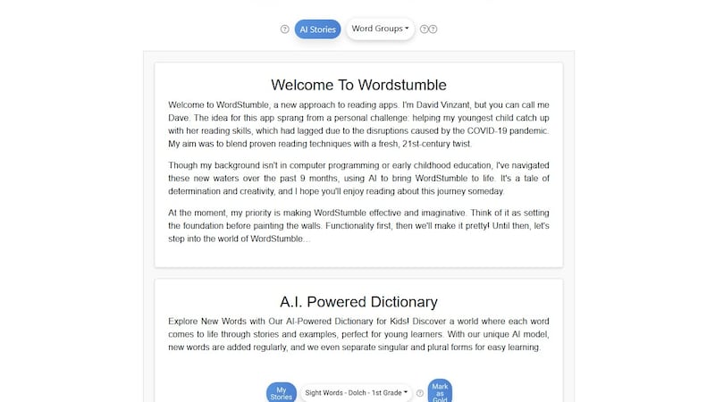 WordStumble uses artificial intelligence to create a customizable reading program.