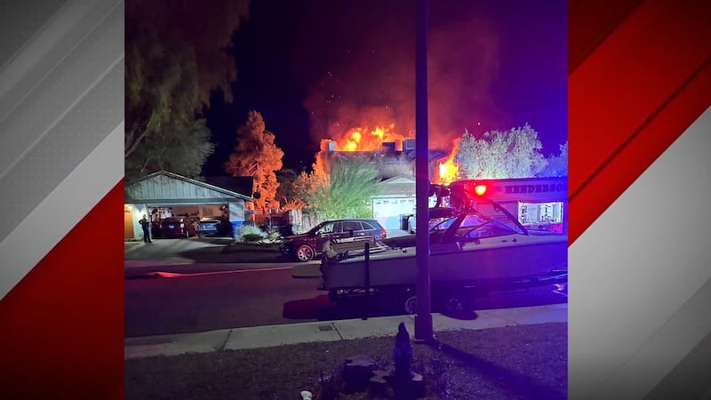 Henderson firefighters respond to a house fire that has displaced 3 people on Tuesday, Nov....