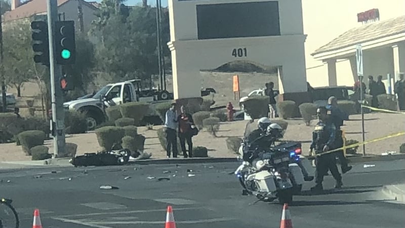 A motorcyclist is hospitalized after a crash involving multiple vehicles in Henderson.
