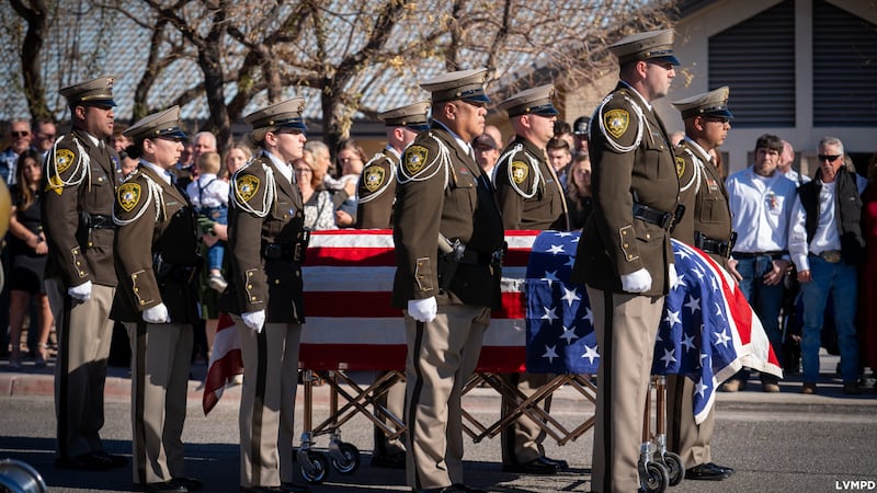 The Las Vegas Metro officer killed in a wrong way crash last week was laid to rest today.