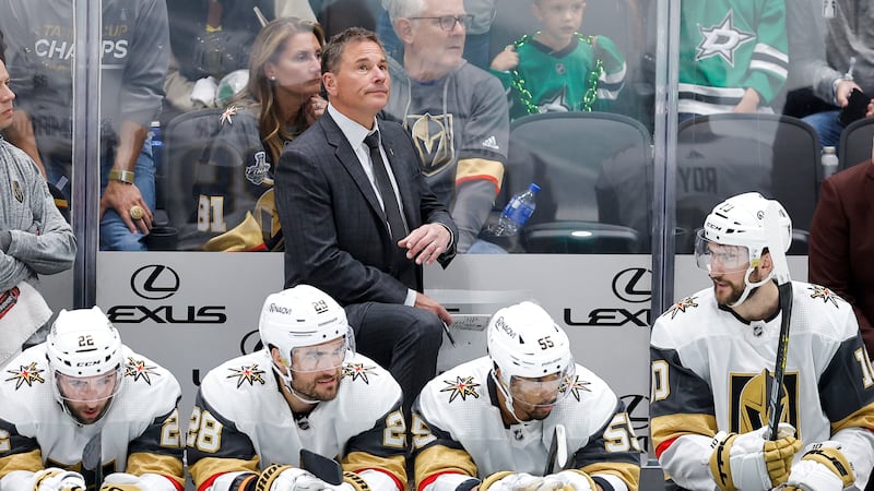 Vegas Golden Knights head coach Bruce Cassidy looks on in Game 7 of an NHL hockey Stanley Cup...