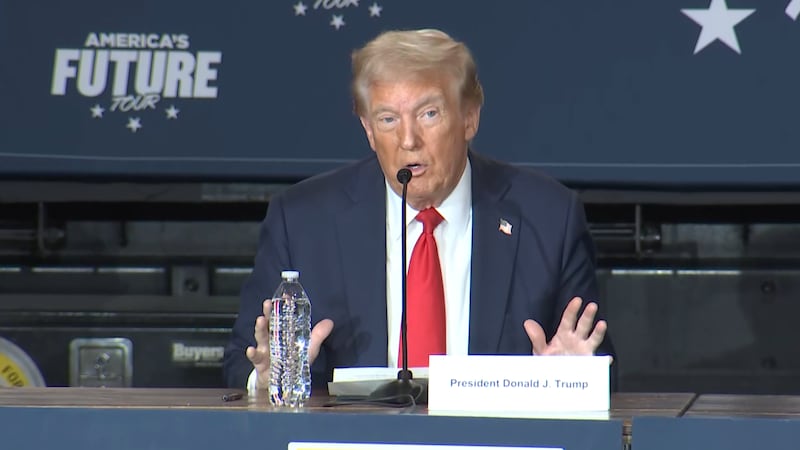 Donald Trump addresses Latino voters during a North Las Vegas roundtable on Saturday, Oct. 12,...