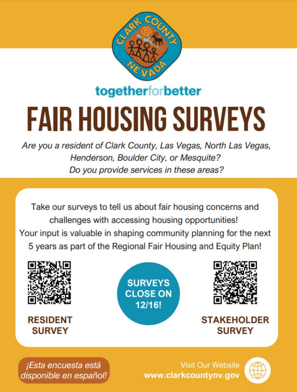 Clark County is asking for residents input regarding their housing concerns and obstacles they...