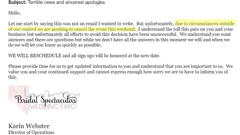 Bridal Spectacular wedding expo in Las Vegas abruptly cancels