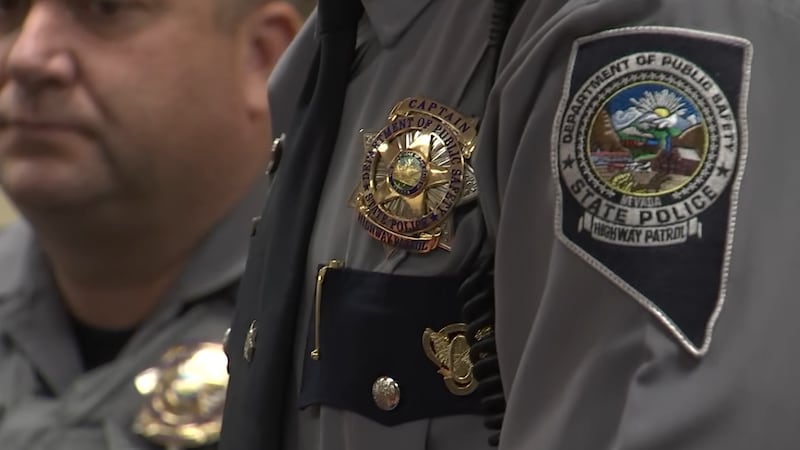 Nevada State Police gather for briefing on new DUI campaign in honor of two fallen troopers...