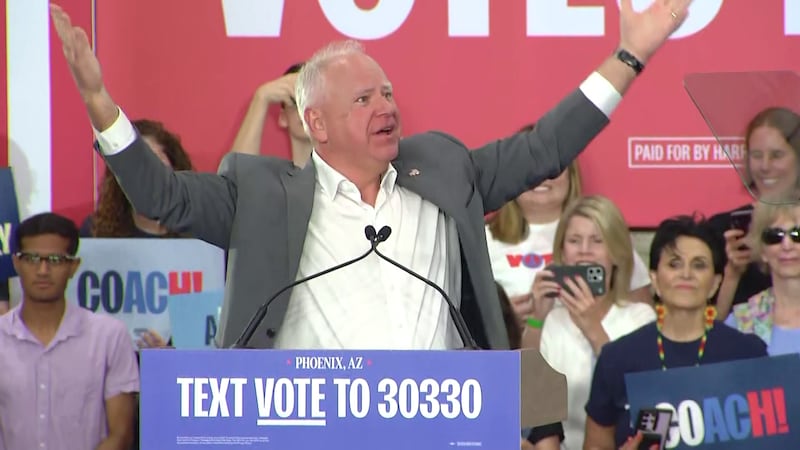 Vice Presidential candidate Tim Walz rallied supporters in Maryvale on Saturday with just ten...