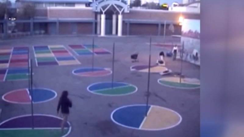School security video obtained exclusively by FOX5 shows three people swiping air conditioning...