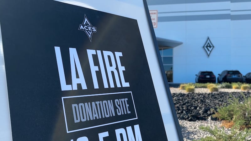 The Las Vegas Aces held a donation drive to provide resources for wildfire victims in Los...
