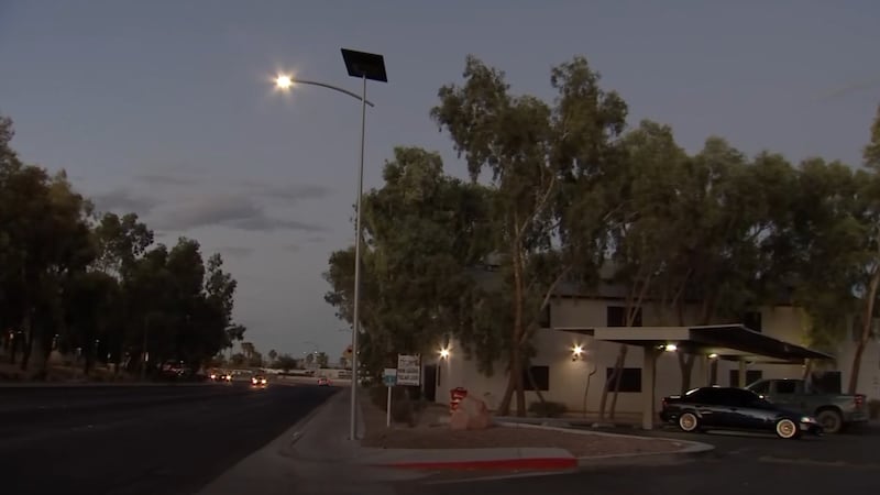 Solar powered street lights going up in one Las Vegas neighborhood