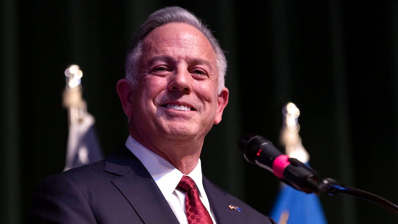 Clark County Sheriff and Nevada Gov.-elect Joe Lombardo gives a victory speech during a news...