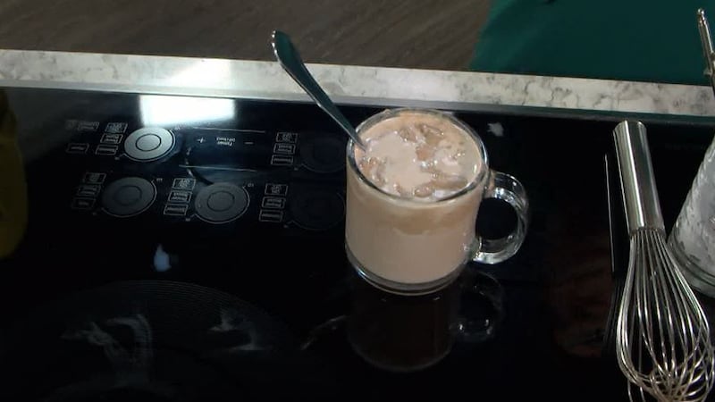 We made some whipped hot chocolate in the QC Kitchen.