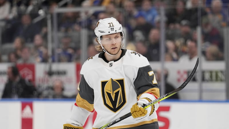 Vegas Golden Knights' William Karlsson in action during the first period of an NHL hockey game...
