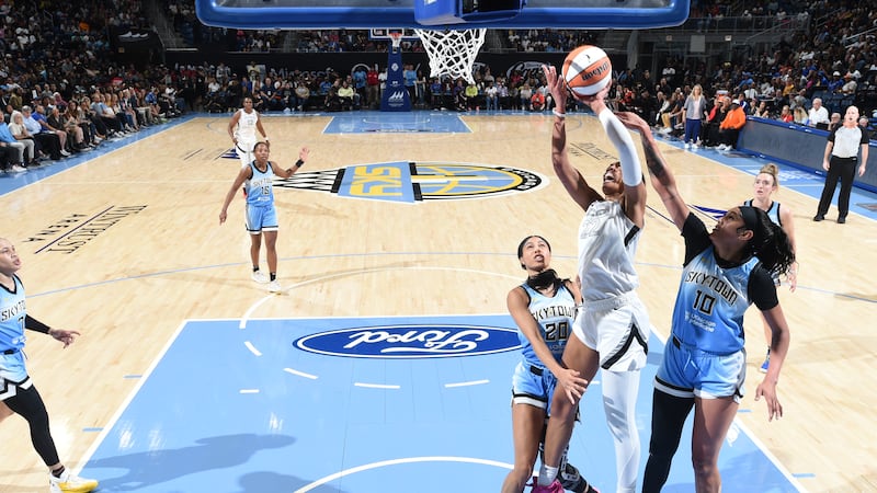 CHICAGO, IL -  JUNE 27: A'ja Wilson #22 of the Las Vegas Aces shoots the ball during the game...