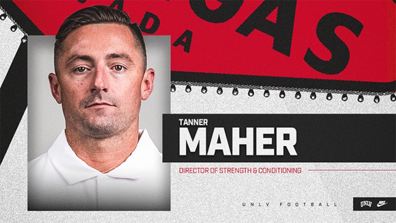Tanner Maher has been named UNLV football’s Director of Strength and Conditioning, head coach...